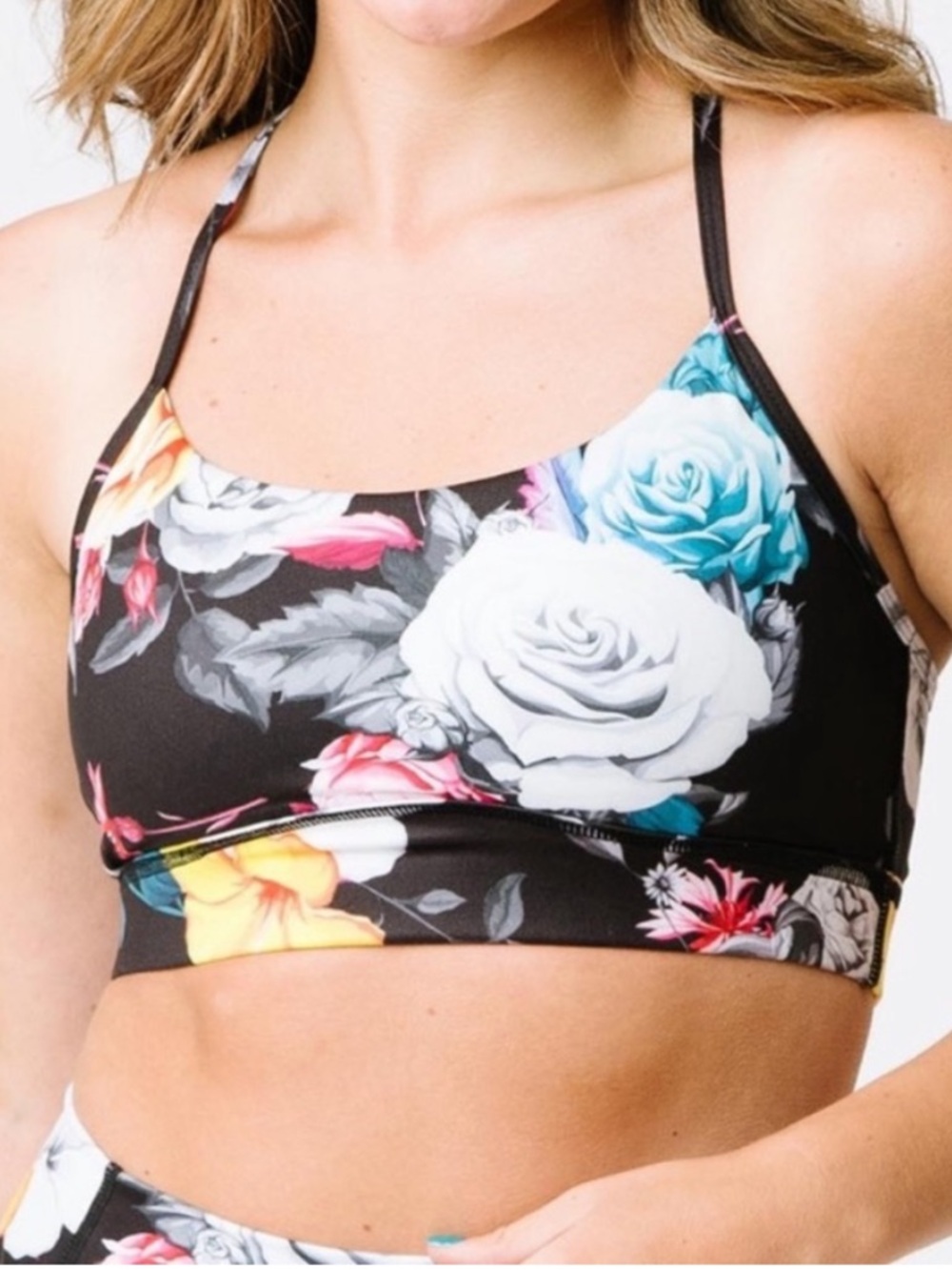 Zyia Dark Floral Mesh Bra size Medium